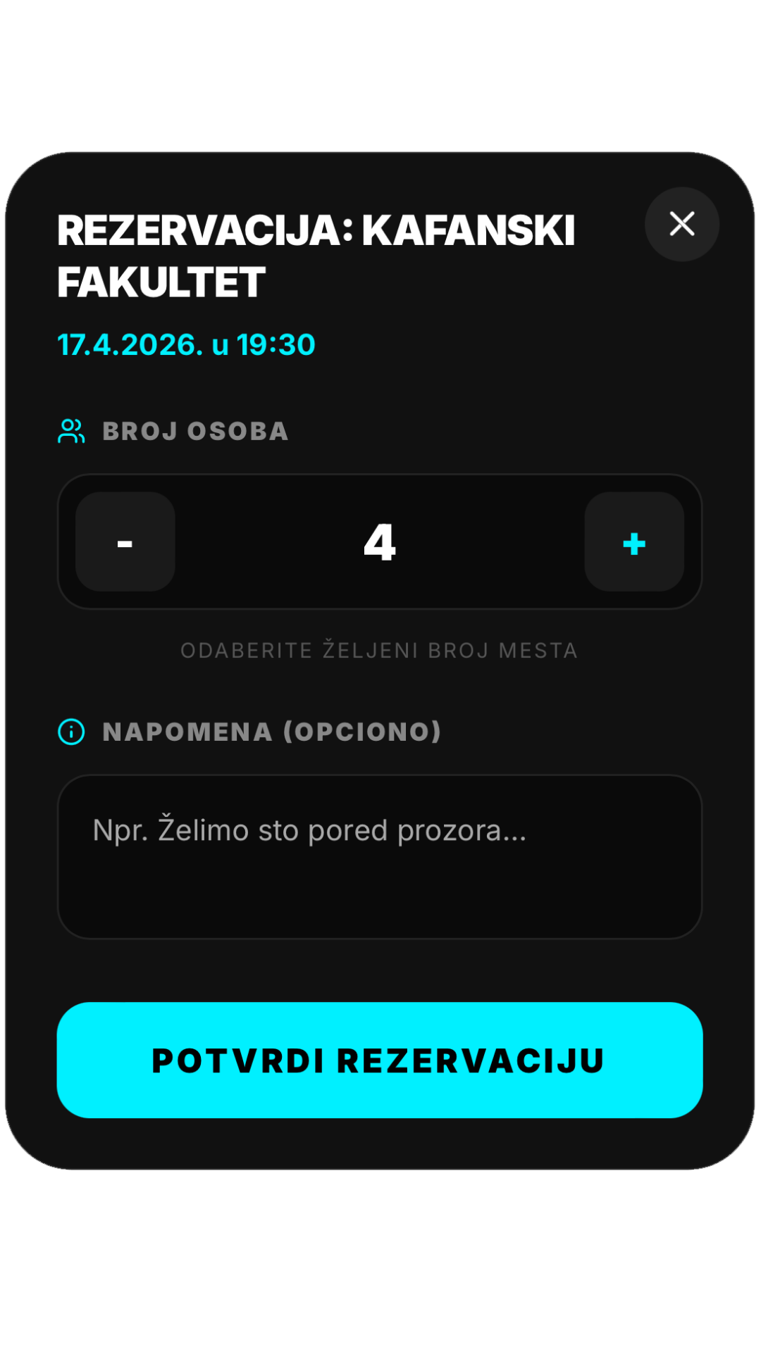 Rezervacija u My Liberte aplikaciji